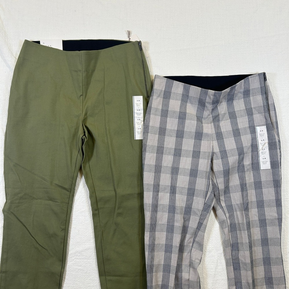 2 Pair A New Day Womens Skinny Ankle Pants Green Side Zip High Rise Size 2R NEW